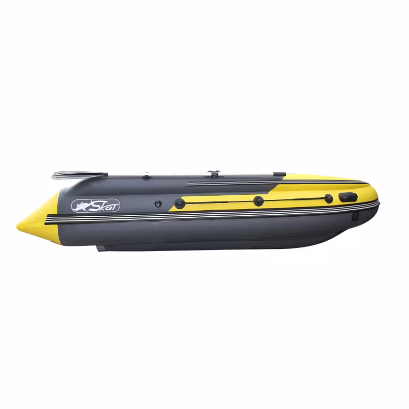 Лодка надувная ПВХ с фальшбортом Angler Skat Triton 430, НДНД, темно-серый/желтый
