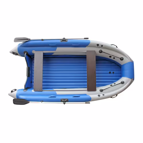 Лодка надувная РИБ c интегрированным фальшбортом Angler Tornado 430 Skat Fi, светло-синий/серый