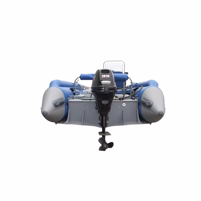 Лодка надувная РИБ c интегрированным фальшбортом Angler Tornado 430 Skat Fi, светло-синий/серый