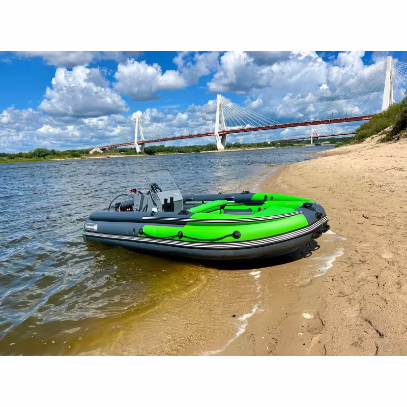Лодка надувная РИБ с фальшбортом Angler Tornado 430 Skat Fi, серый