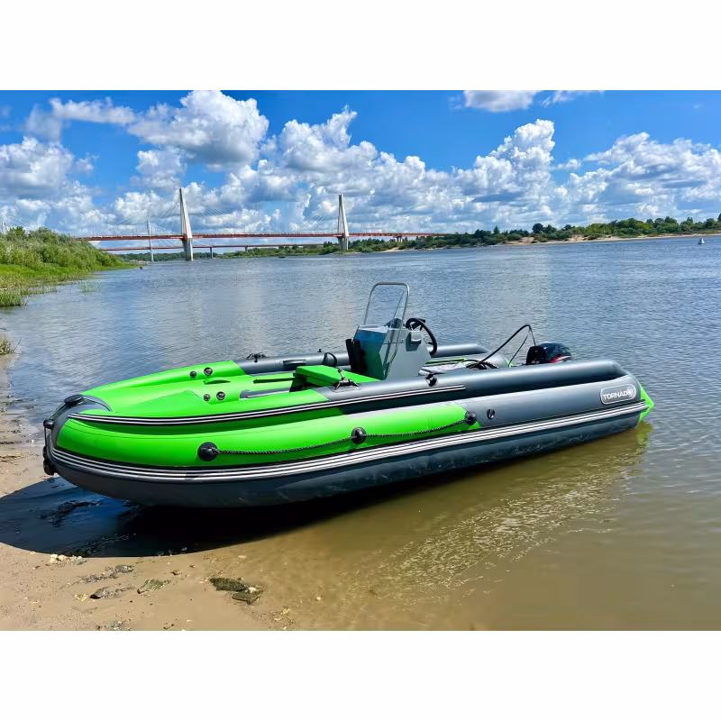 Лодка надувная РИБ с фальшбортом Angler Tornado 430 Skat Fi, серый