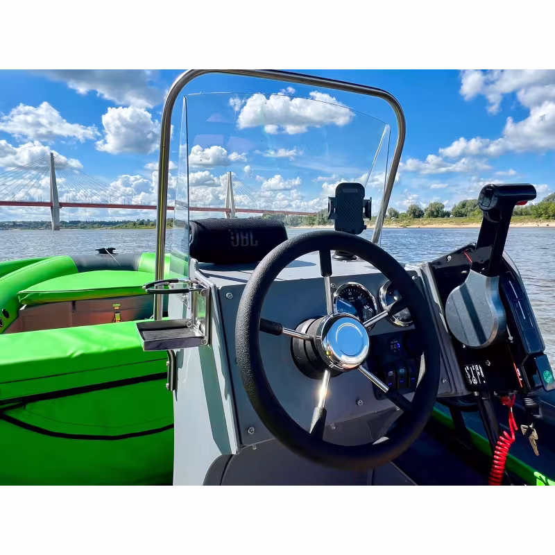 Лодка надувная РИБ с фальшбортом Angler Tornado 430 Skat Fi, серый