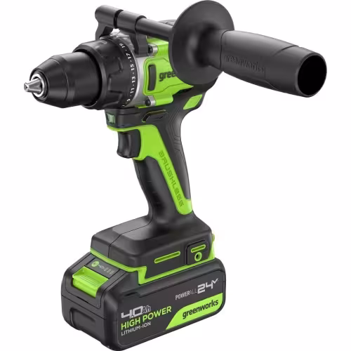 Дрель акк. GREENWORKS GD24DD90 (24В,1х4 А/ч, 90Нм, ЗУ,БЗП 13мм, бесщеточ., 2.54кг, картон)