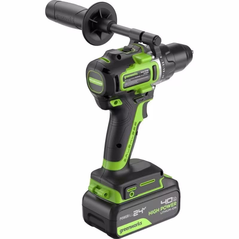 Дрель акк. GREENWORKS GD24DD90 (24В,1х4 А/ч, 90Нм, ЗУ,БЗП 13мм, бесщеточ., 2.54кг, картон)