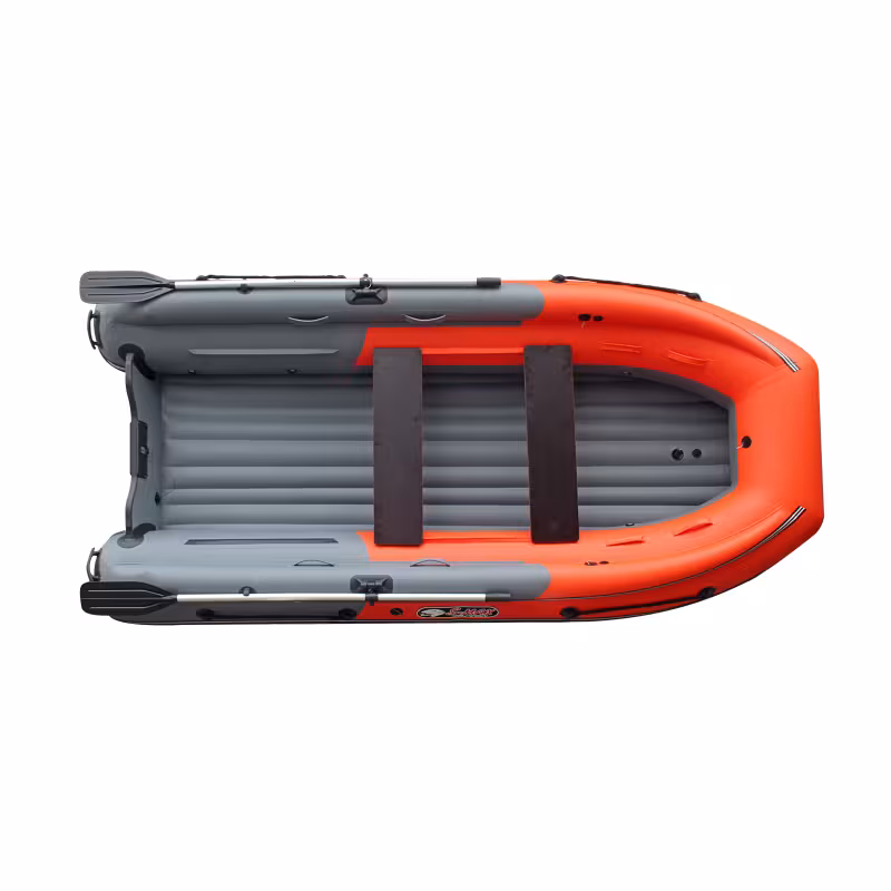 Лодка надувная ПВХ с фальшбортом Angler Reef Triton 400 S-Max НДНД, оранжевый/темно-серый