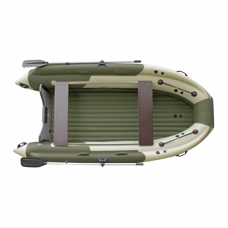 Лодка надувная РИБ с фальшбортом Angler Tornado 430 Skat Fi, хаки/оливковый