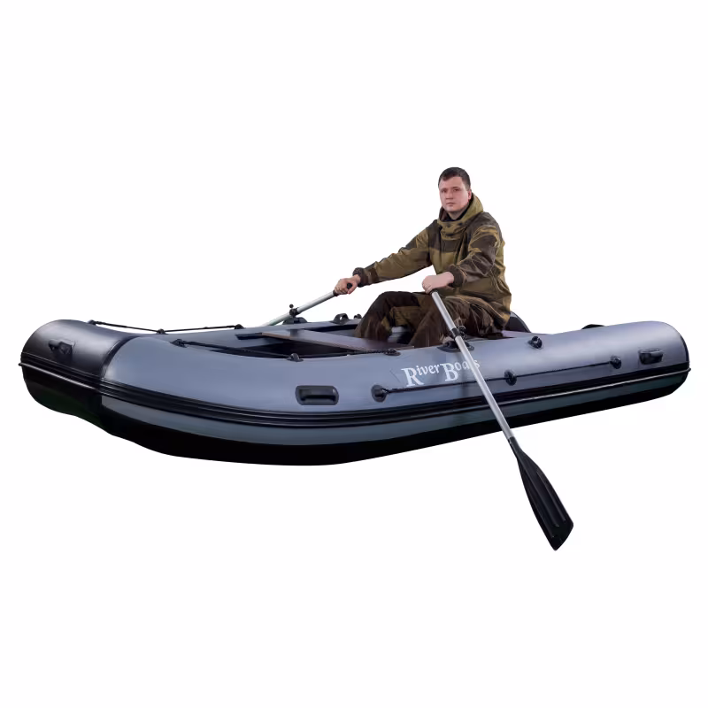 Лодка надувная ПВХ RiverBoats RB-370 НДНД, оранжевый/черный