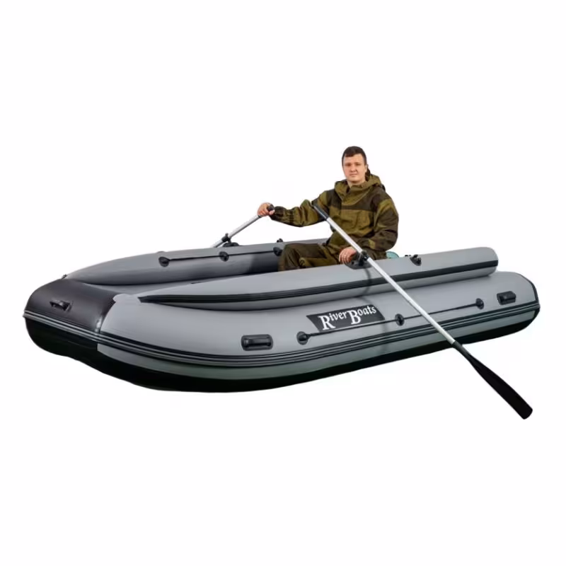 Лодка надувная ПВХ с фальшбортом Riverboats RB-370 НДНД, серый/черный