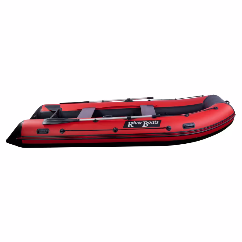 Лодка надувная ПВХ RiverBoats RB-370, пайол фанерный, серый/черный