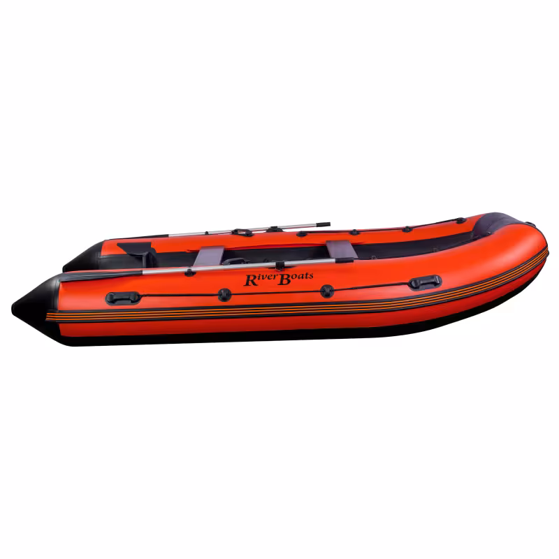 Лодка надувная ПВХ RiverBoats RB-390, пайол фанерный, серый/черный