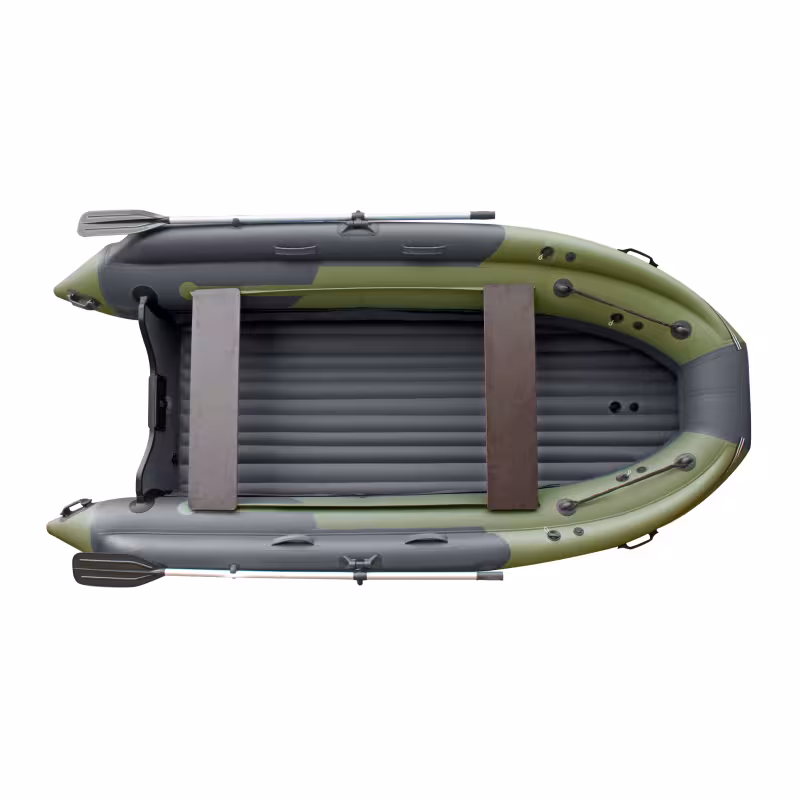 Лодка надувная РИБ с фальшбортом Angler Tornado 430 Skat Fi, оливковый/серый