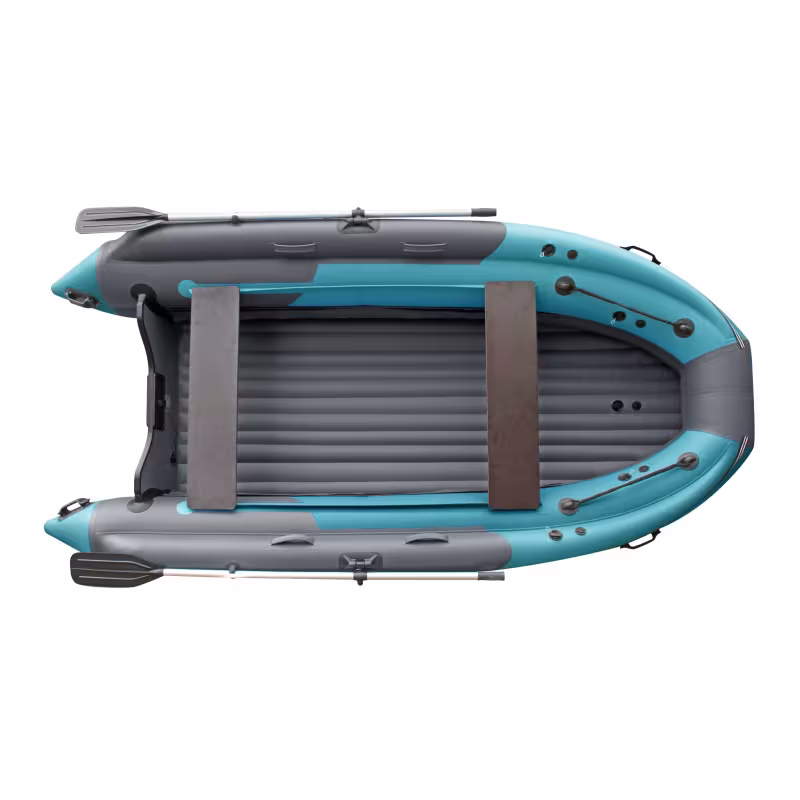 Лодка надувная ПВХ с фальшбортом Angler Skat Triton 430 НДНД, бирюзовый/темно-серый
