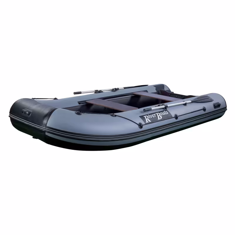 Лодка надувная ПВХ RiverBoats RB-350, пайол фанерный, красный/черный