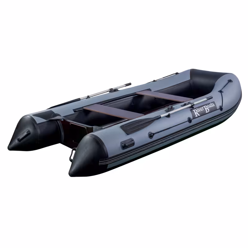 Лодка надувная ПВХ RiverBoats RB-350, пайол фанерный, красный/черный