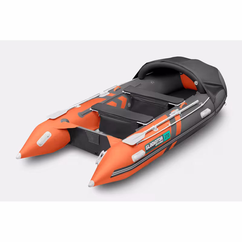 Лодка надувная ПВХ Gladiator C370AL, пайол алюминиевый, оранжевый/темно-серый