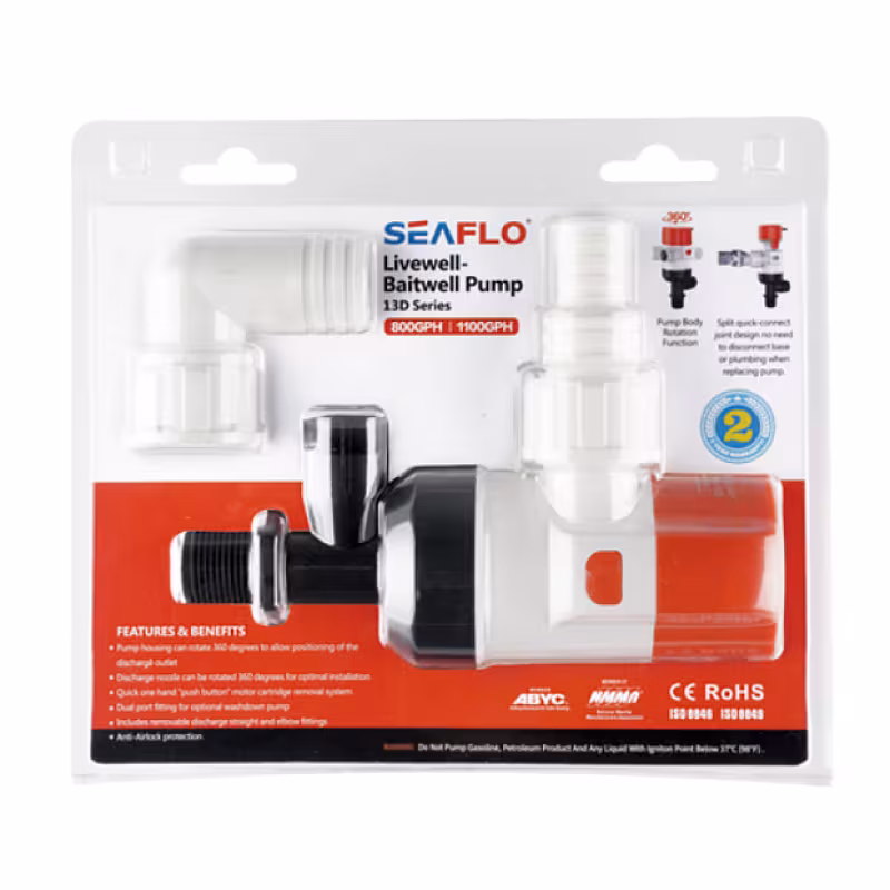 Помпа циркуляционная SeaFlo трюмная, 12V, 600 галлон/час, патрубок 19 мм/29 мм