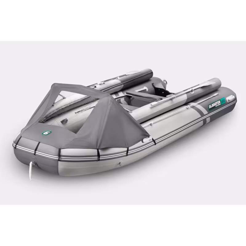 Лодка надувная ПВХ с фальшбортами Gladiator E450X PRO НДНД, светло-серый/темно-серый