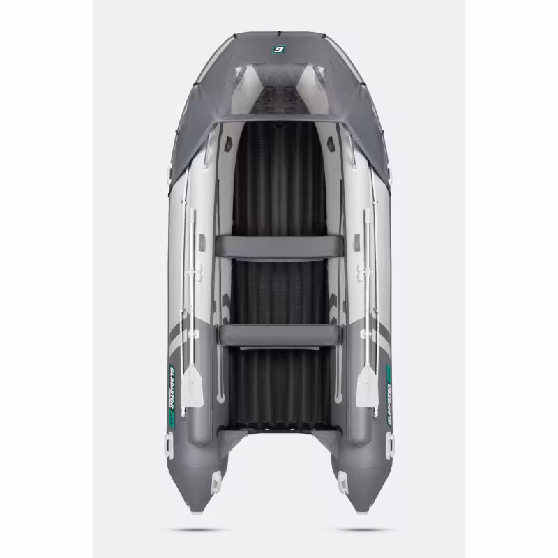 Лодка надувная ПВХ с фальшбортами Gladiator E450X PRO НДНД, светло-серый/темно-серый
