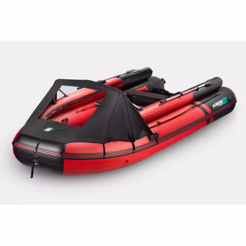 Лодка надувная ПВХ с фальшбортами Gladiator E450X PRO НДНД, красный/черный