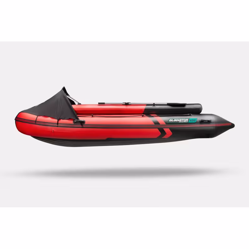 Лодка надувная ПВХ с фальшбортами Gladiator E450X PRO НДНД, красный/черный