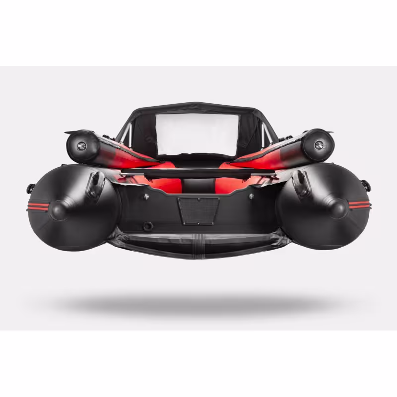 Лодка надувная ПВХ с фальшбортами Gladiator E450X PRO НДНД, красный/черный