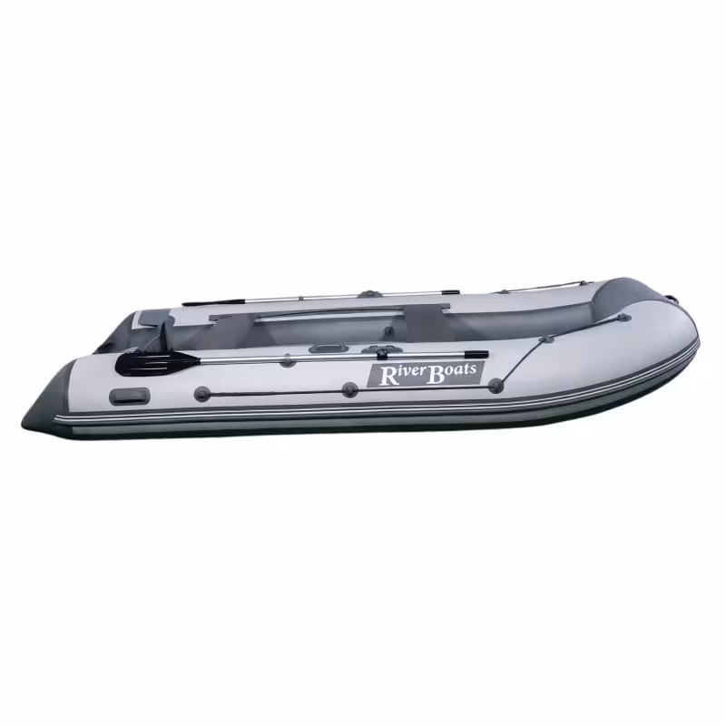 Лодка надувная ПВХ RiverBoats RB-350 НДНД, черный/серый
