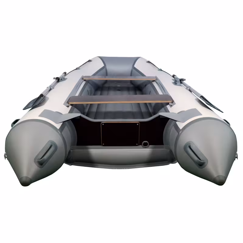 Лодка надувная ПВХ RiverBoats RB-350 НДНД, черный/серый