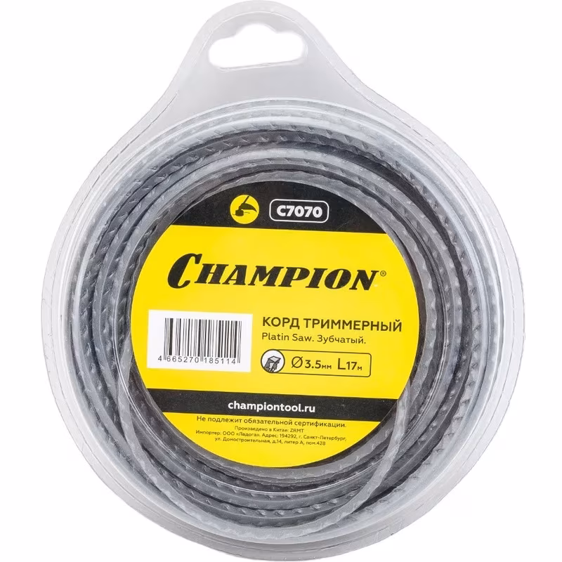 Корд триммерный Champion Platin Saw C7070, зубчатый, 3.5мм*17м