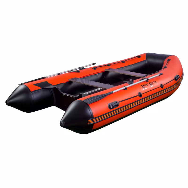 Лодка надувная ПВХ RiverBoats RB-430, пайол фанерный, серый/черный