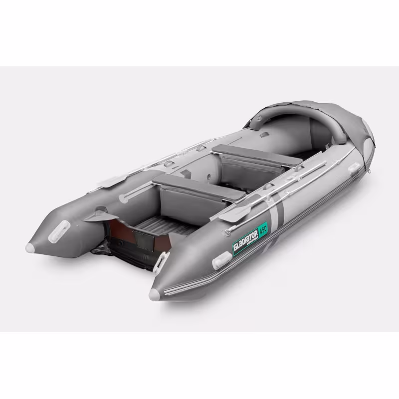 Лодка надувная ПВХ Gladiator E450PRO НДНД, светло-серый/темно-серый
