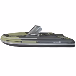 Лодка РИБ с фальшбортом, консолью, рундуком Angler Tornado 430 Skat, серый/оливковый