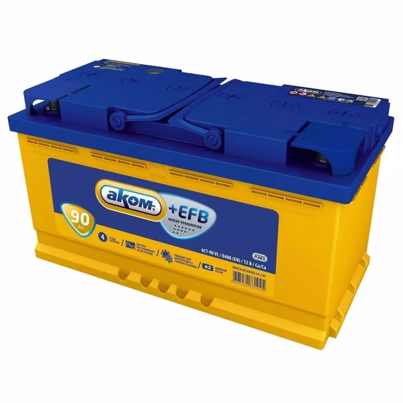 Аккумулятор Аком+ EFB (Start-Stop) 90Ah/840 L+, 12V