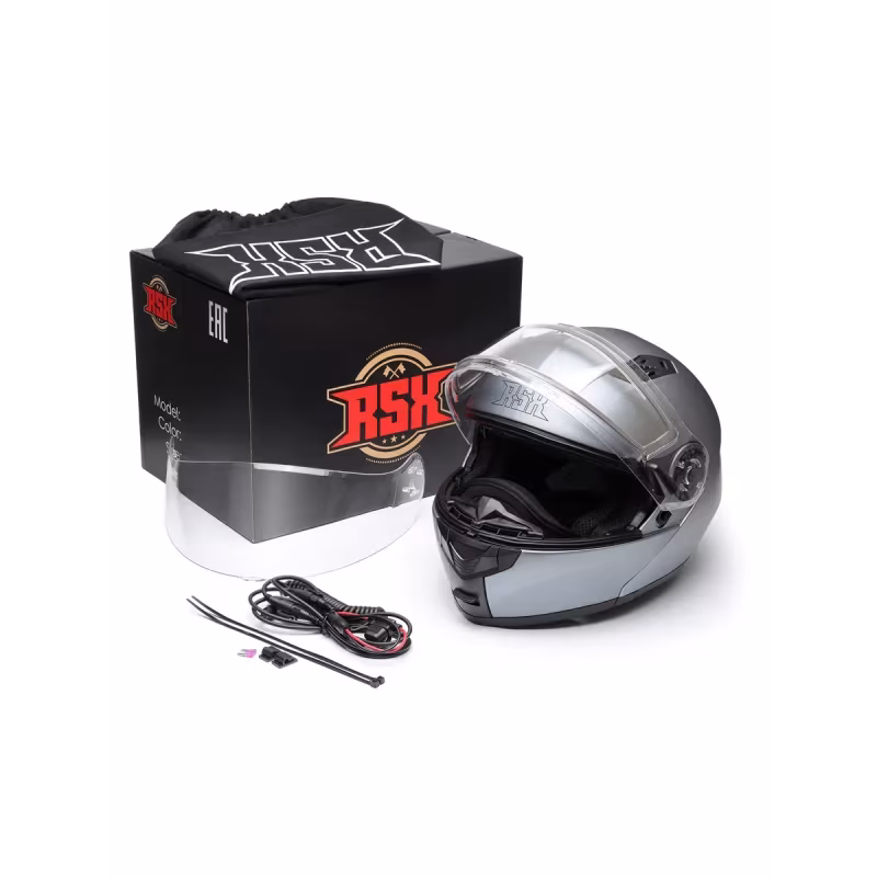 Мотошлем с подогревом RSX Spark HS-159 Winter, серый, размер L
