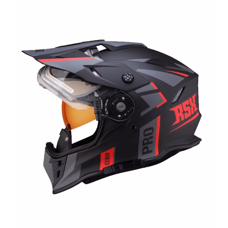 Мотошлем с подогревом RSX Iceman H331 Winter, черный/красный, размер L