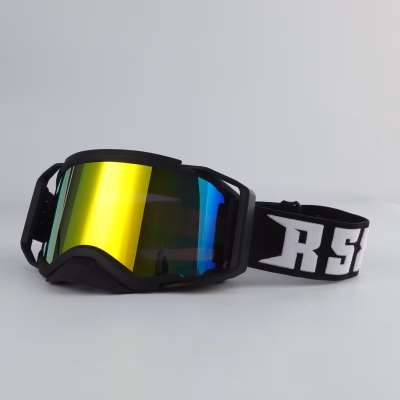 Мотоочки с аутригерами RSX Blizzard Winter, черный/зеркально-желтый