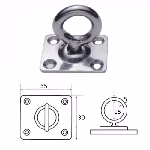 Планка квадратная с поворотной проушиной 5 мм