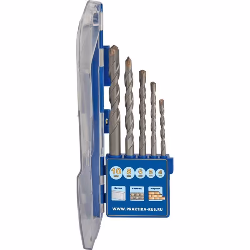 Набор сверл по бетону ПРАКТИКА 5 шт.(4,5,6,8,10 мм)