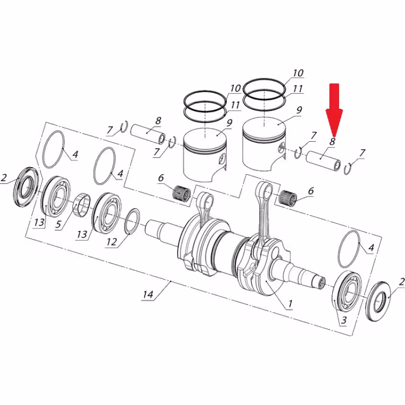 Палец поршневой EB 20/91 на снегоход Тайга