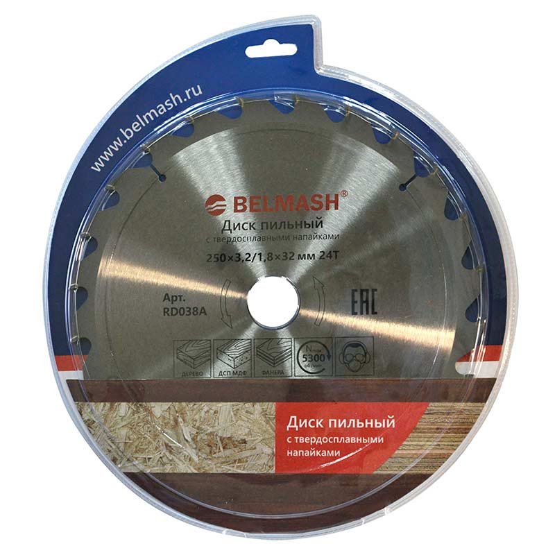 Диск пильный по дереву Belmash RD038A, 250х3,2/1,8х32 мм