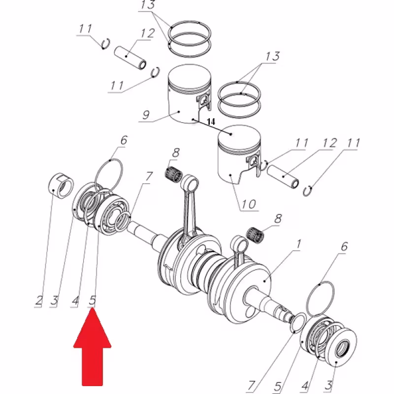 Подшипник коленвала 6306 с канавкой 042140834 на снегоход Буран