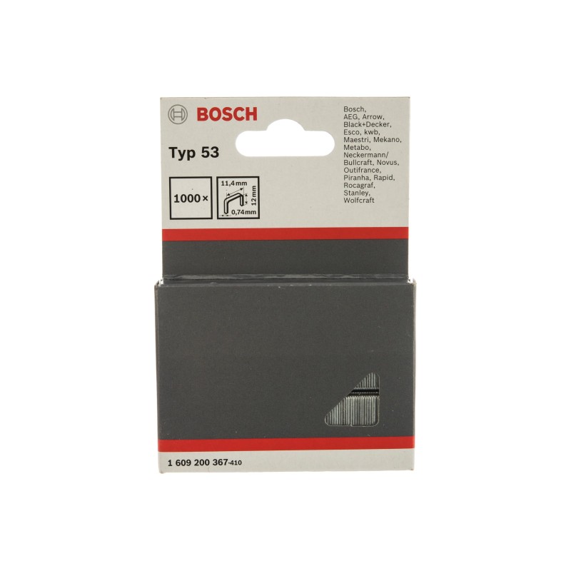 Скобы для степлера Bosch 1609200367, размер 12 мм, Т53, 1000 шт