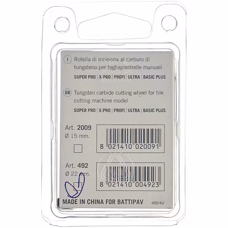 Ролик режущий Battipav 492, диаметр 22 мм, из карбид-вольфрама