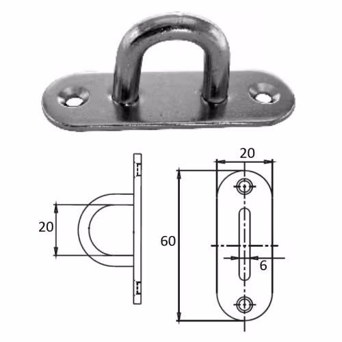 Планка овальная с проушиной 6 мм