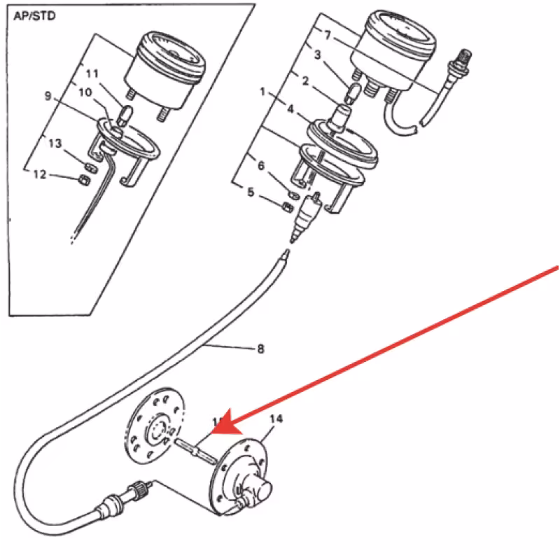 Ось привода спидометра на снегоход Yamaha VK540, BR250