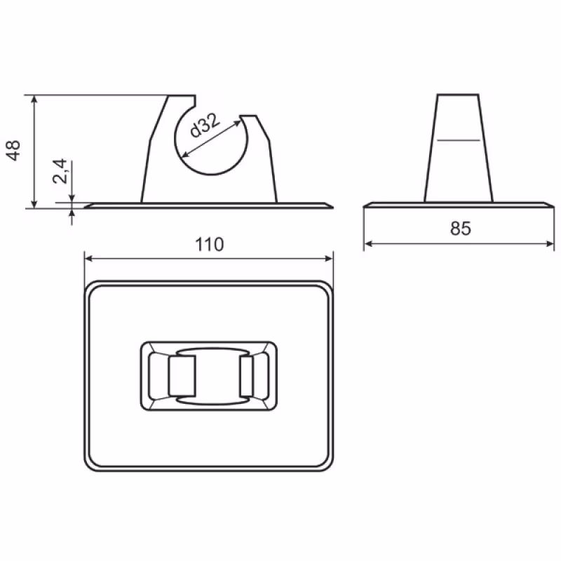 Защелка весла Badger DJ701B, 35 мм, черный