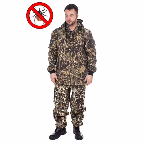 Костюм антимоскитный мужской Huntsman Антигнус-Люкс, смесовая ткань, принт Камыш, размер 44-46, 170-176 см