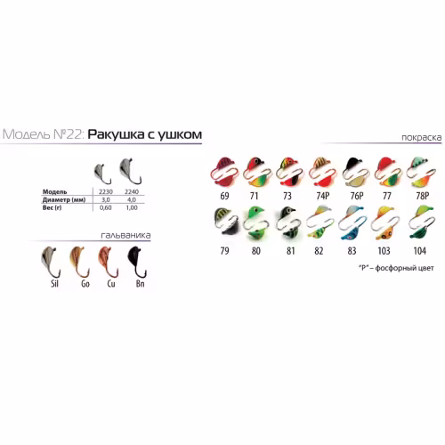 Мормышка W Spider Ракушка с ушком 4,0мм 1,00гр цв73