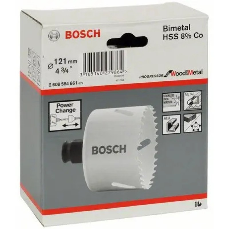 Коронка биметаллическая Bosch Progressor 2608584661, 121 мм