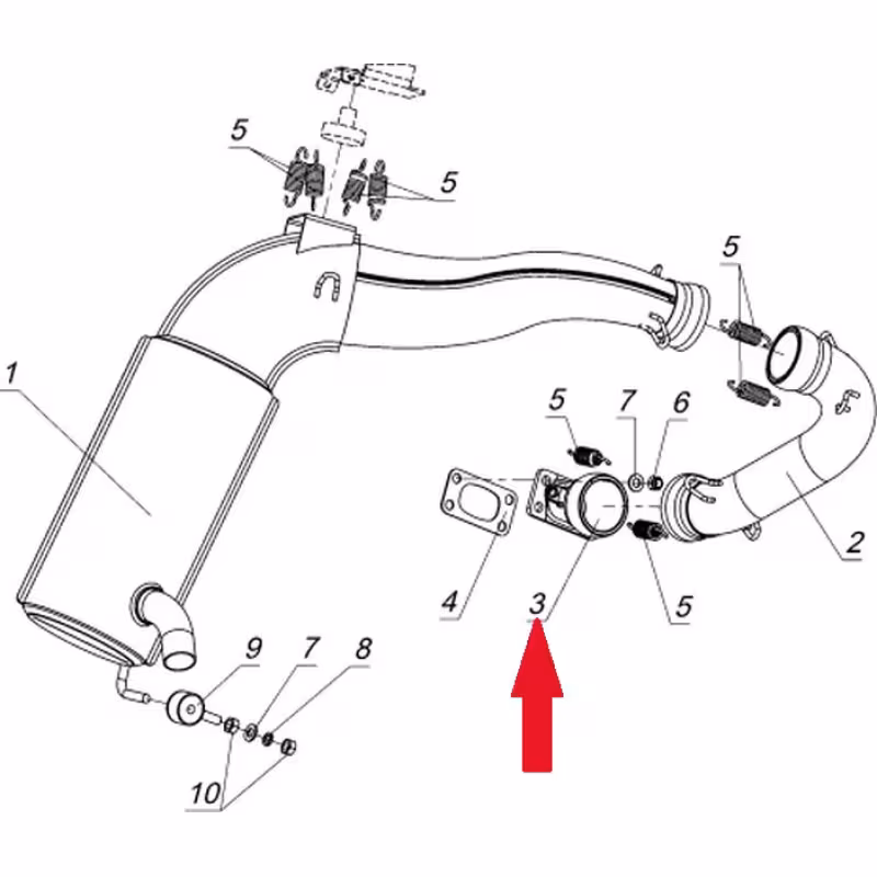 Патрубок выпускной L10400031 на снегоход Tiksy