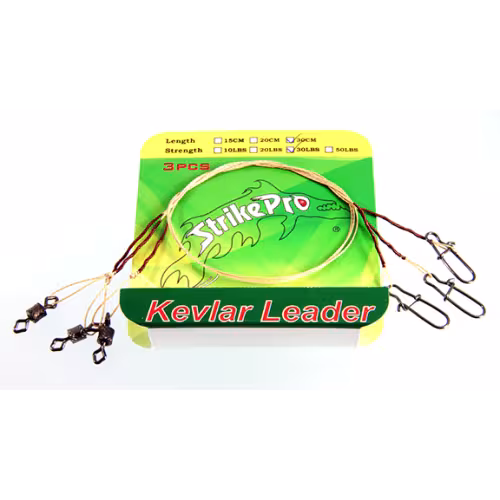 Поводок кевларовый 15 см, 12кг верт.бочка №6 заст.duo-lock №1 3шт